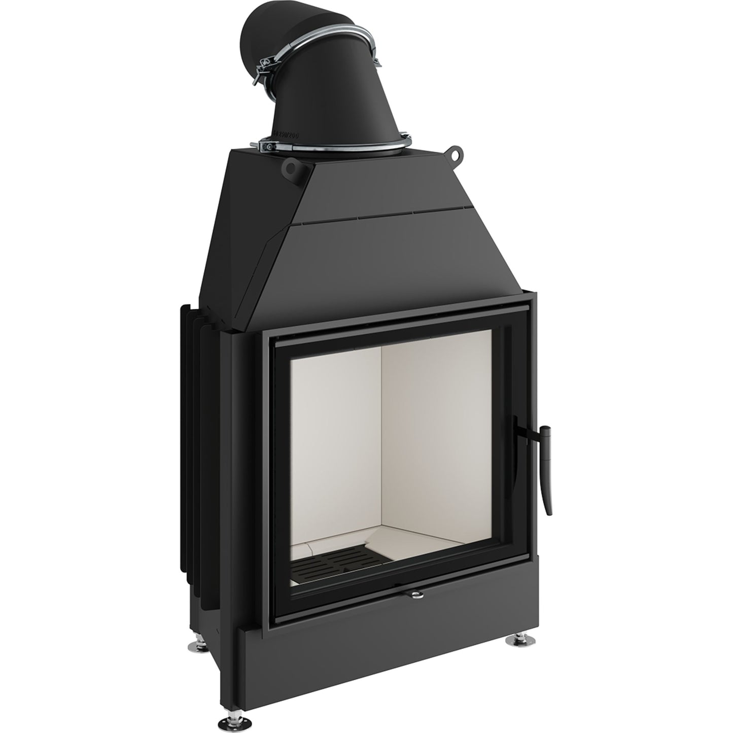 Kaminski vložek z ravno zasteklitvijo in krilnim odpiranjem kuriščnih vrat